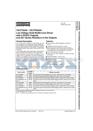 74LVTH2244WMX datasheet - Low Voltage Octal Buffer/Line Driver with 3-STATE Outputs