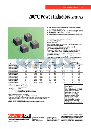 AT524PYA103MLZ datasheet - 200`C Power Inductors