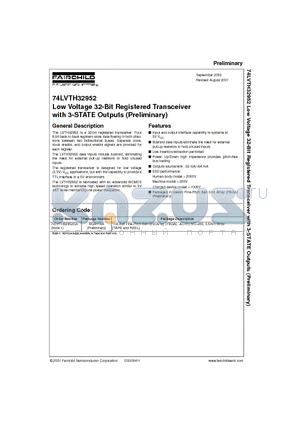 74LVTH32952GX datasheet - Low Voltage 32-Bit Registered Transceiver with 3-STATE Outputs (Preliminary)
