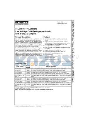 74LVTH573 datasheet - Low Voltage Octal Transparent Latch with 3-STATE Outputs