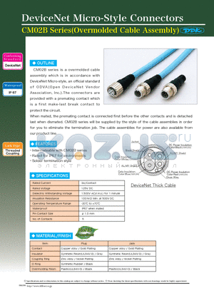 CM02B-8DP5S-020 datasheet - DeviceNet Micro-Style Connectors