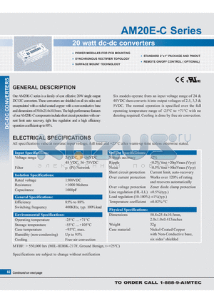 AM20E-4803SC datasheet - 20 watt dc-dc converters