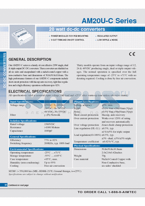 AM20U-1205DC datasheet - 20 watt dc-dc converters