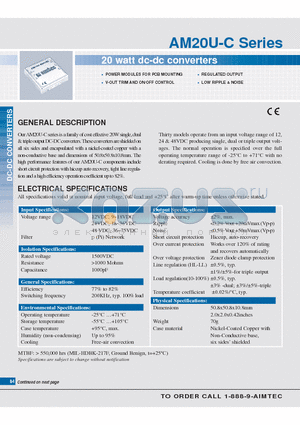 AM20U-4803SC datasheet - 20 watt dc-dc converters