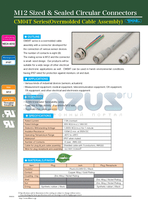 CM04TA-8DP8S-030 datasheet - M12 Sized & Sealed Circular Connectors