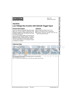 74LVX14M datasheet - Low Voltage Hex Inverter with Schmitt Trigger Input