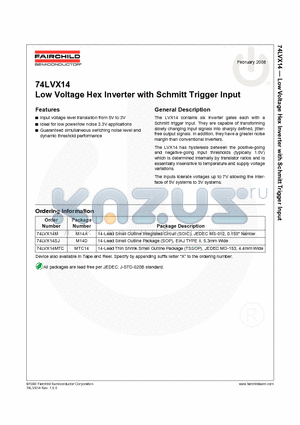 74LVX14_08 datasheet - 74LVX14 Low Voltage Hex Inverter with Schmitt Trigger Input