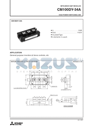 CM100DY-34A datasheet - HIGH POWER SWITCHING USE