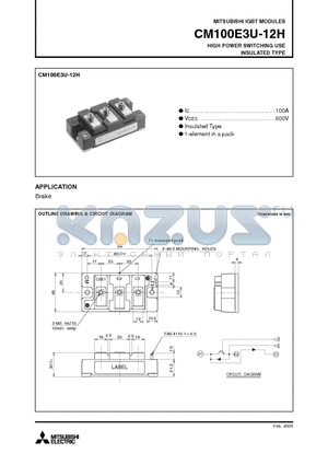 CM100E3U-12H datasheet - IGBT MODULES HIGH POWER SWITCHING USE INSULATED TYPE