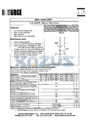 2A05 datasheet - 2.0 AMPS. SILICON RECTIFIERS