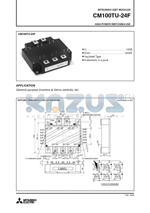 CM100TU-24F_09 datasheet - MITSUBISHI IGBT MODULES HIGH POWER SWITCHING USE