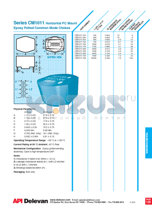 CM1011-104 datasheet - Horizontal PC Mount Epoxy Potted Common Mode Chokes