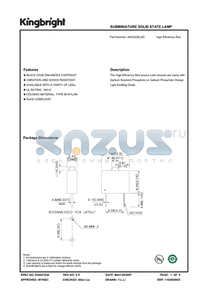 AM2520EJ/ID datasheet - SUBMINIATURE SOLID STATE LAMP