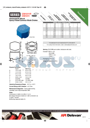 CM1011-106 datasheet - Horizontal PC Mount Epoxy Potted Common Mode Chokes