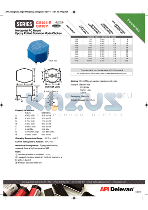 CM1011-504 datasheet - Horizontal PC Mount Epoxy Potted Common Mode Chokes