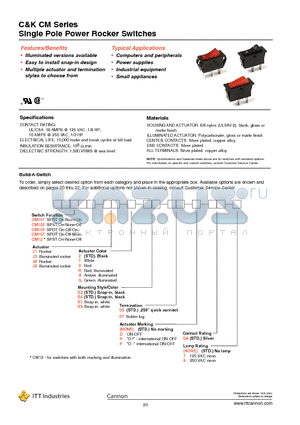 CM101J11S105DQA datasheet - Single Pole Power Rocker Switches