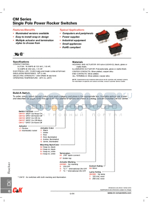 CM101J11S205DQ7 datasheet - Single Pole Power Rocker Switches