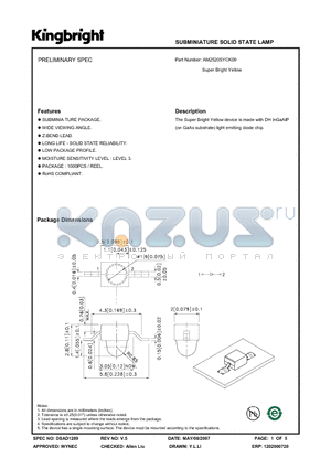 AM2520SYCK09 datasheet - SUBMINIATURE SOLID STATE LAMP