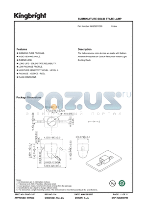 AM2520YC09 datasheet - SUBMINIATURE SOLID STATE LAMP