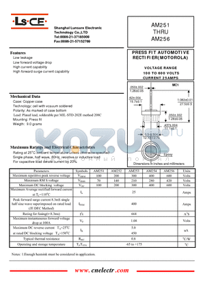 AM256 datasheet - PRESS FIT AUTOMOTIVE RECTIFIER