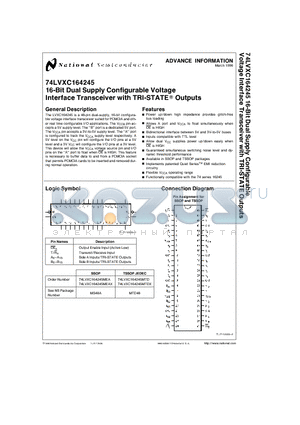 74LVXC164245MEAX datasheet - 16-Bit Dual Supply Configurable Voltage Interface Transceiver with TRI-STATE-R Outputs