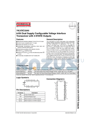 74LVXC3245_09 datasheet - 8-Bit Dual Supply Configurable Voltage Interface Transceiver with 3-STATE Outputs