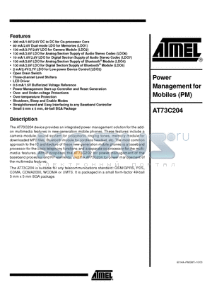 AT73C204 datasheet - Power Management for Mobiles (PM)