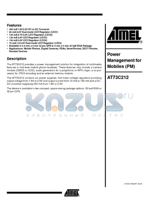 AT73C212 datasheet - Power Management for Mobiles (PM)