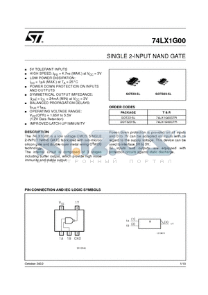 74LX1G00STR datasheet - SINGLE 2-INPUT NAND GATE