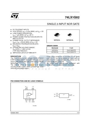 74LX1G02STR datasheet - SINGLE 2-INPUT NOR GATE