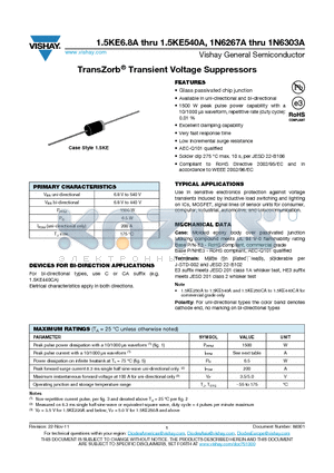 1N6267A datasheet - TransZorb^ Transient Voltage Suppressors