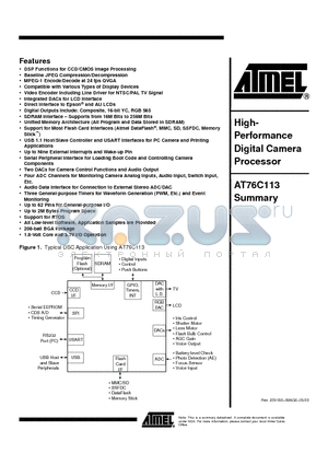 AT76C113 datasheet - High- Performance Digital Camera Processor