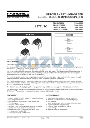 74OL6010 datasheet - OPTOPLANAR HIGH-SPEED LOGIC-TO-LOGIC OPTOCOUPLERS