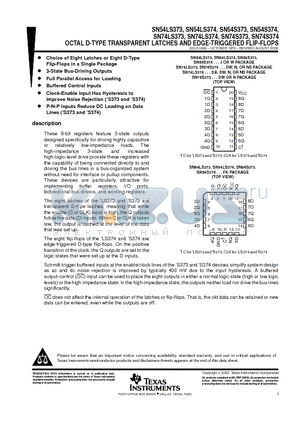 74S374 datasheet - OCTAL D-TYPE TRANSPARENT LATCHES AND EDGE-TRIGGERED FLIP-FLOPS