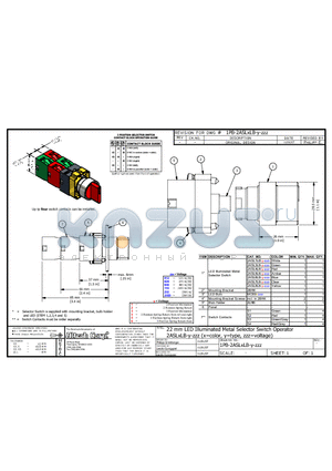 2ASL3LB-2-230D datasheet - 22 mm LED Illuminated Metal Selector Switch Operator