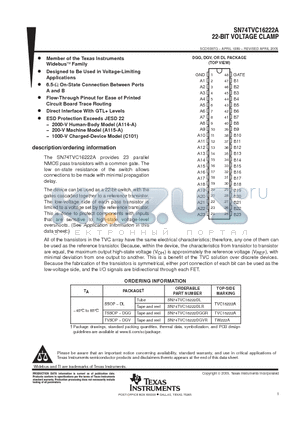 74TVC16222ADGVRE4 datasheet - 22-BIT VOLTAGE CLAMP