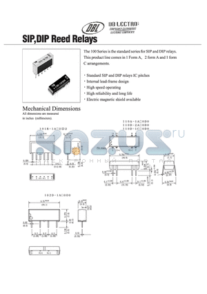 110D-1C10D0 datasheet - SIP, DIP REED RELAYS