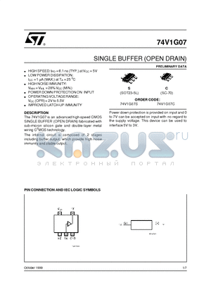 74V1G07C datasheet - SINGLE BUFFER OPEN DRAIN