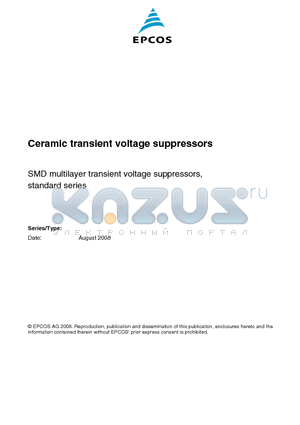 B72510T0110K062 datasheet - Ceramic transient voltage suppressors