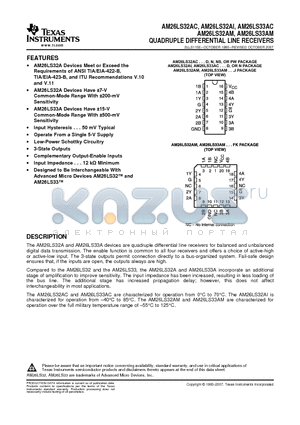 AM26LS32ACDG4 datasheet - QUADRUPLE DIFFERENTIAL LINE RECEIVERS