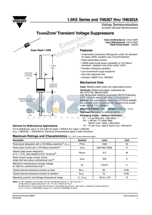 1N6273A datasheet - TRANSZORB Transient Voltage Suppressors