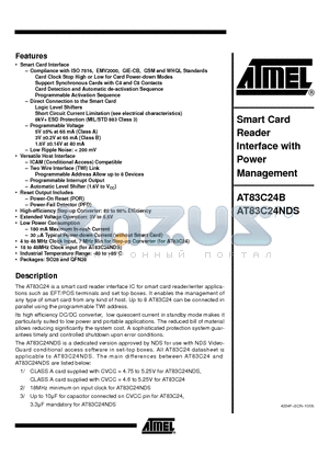 AT83C24B-PRTUL datasheet - Smart Card Reader Interface with Power Management