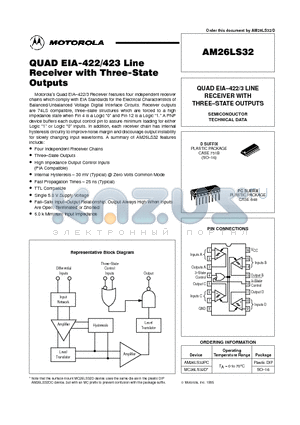 AM26LS32PC datasheet - QUAD EIA-422/3 LINE RECEIVER WITH THREE.STATE OUTPUTS