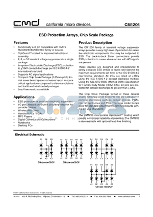 CM1206-08CS datasheet - ESD Protection Arrays, Chip Scale Package