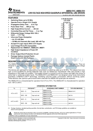 AM26LV31C datasheet - LOW-VOLTAGE HIGH-SPEED QUADRUPLE DIFFERENTIAL LINE DRIVERS