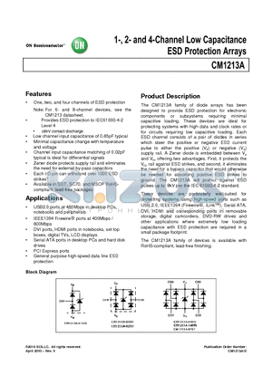 CM1213A-02SR datasheet - 1-, 2- and 4-Channel Low Capacitance ESD Protection Arrays