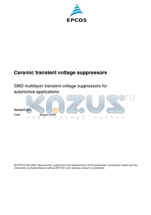 B72580V0200K062 datasheet - Ceramic transient voltage suppressors