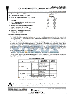 AM26LV32CDG4 datasheet - LOW-VOLTAGE HIGH-SPEED QUADRUPLE DIFFERENTIAL LINE RECEIVER