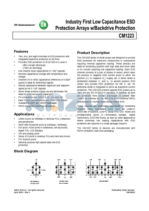 CM1223-02SR datasheet - Industry First Low Capacitance ESD Protection Arrays w/Backdrive Protection