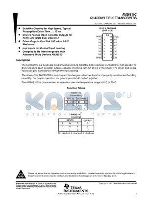 AM26S10C datasheet - QUADRUPLE BUS TRANSCEIVERS
